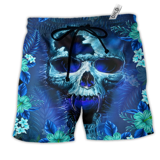 Beach Short / Adults / S Skull Blue Hello Summer Cool - Beach Short Reefox - Owls Matrix LTD