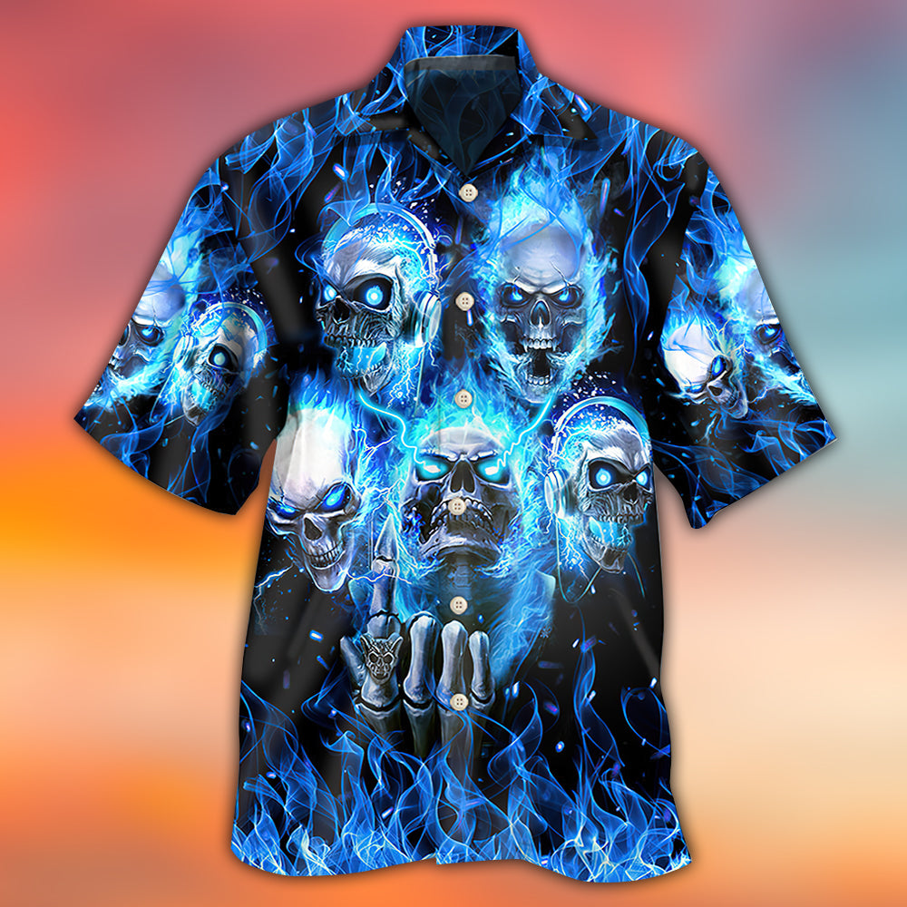 Skull Blue Skull Angry Style - Hawaiian Shirt - Reefox
