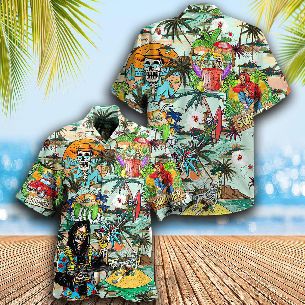 Skull Chill Out Summer Beach - Hawaiian Shirt - Reefox
