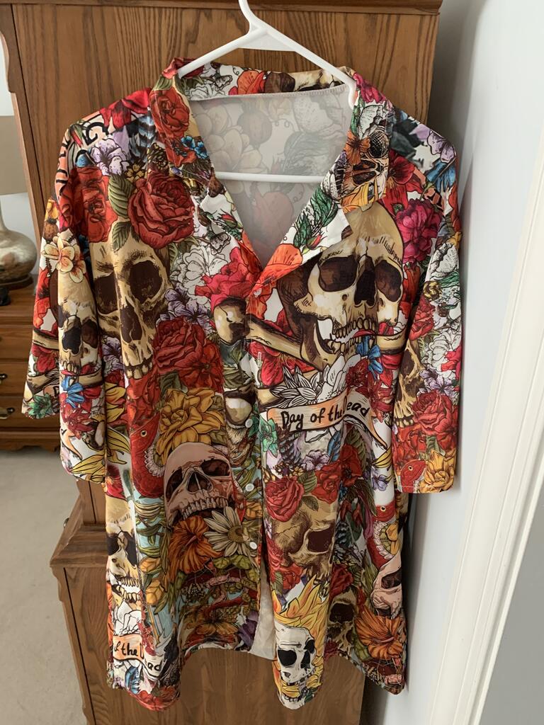 Skull Day Of The Dead Flower Skull - Hawaiian Shirt - Reefox