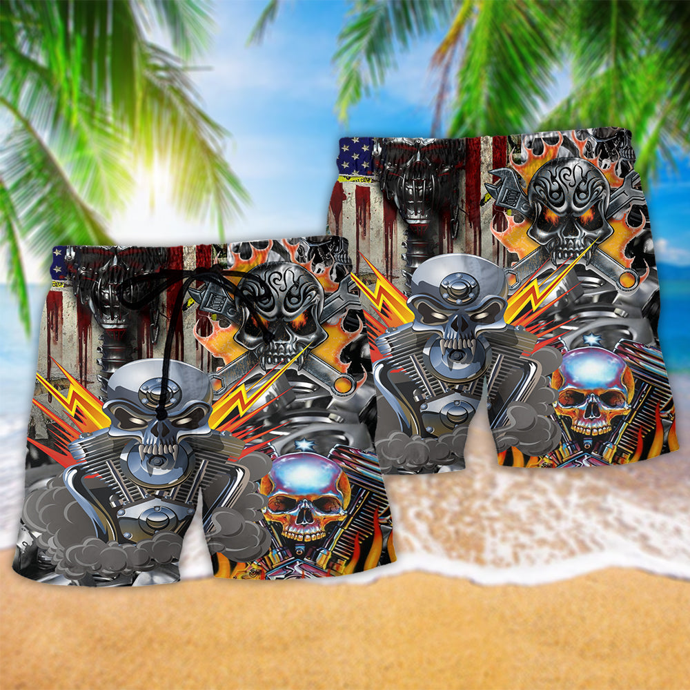 Skull Don't Fix Me Skull With Fire - Beach Short Reefox - Owls Matrix LTD