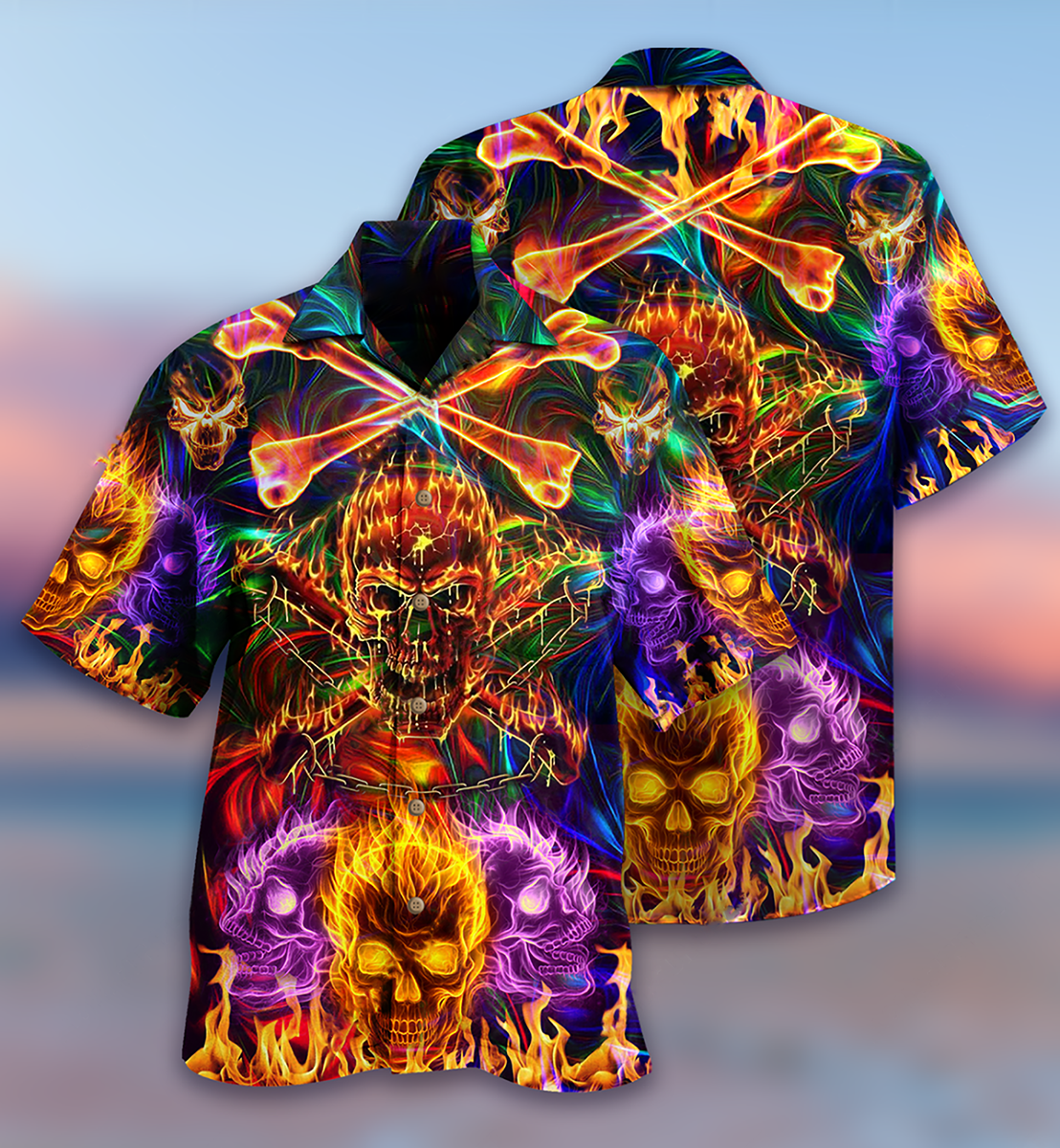 Skull Fire Angry - Hawaiian Shirt - Reefox