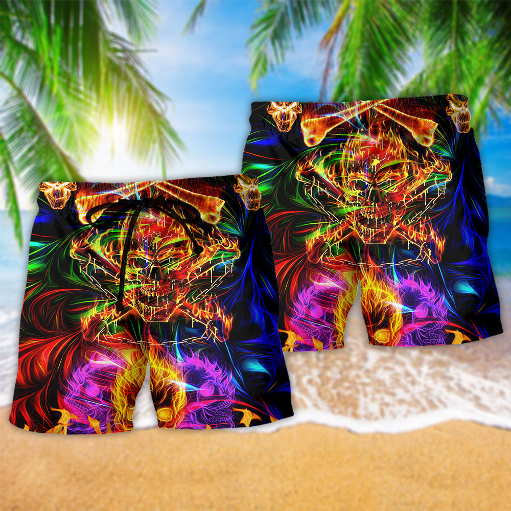 Skull Fire Angry So Amazing - Beach Short Reefox - Owls Matrix LTD