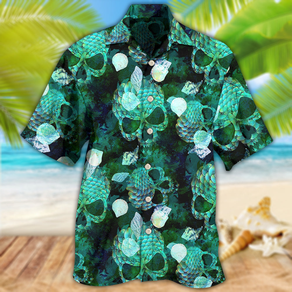 Skull Fish Green Style - Hawaiian Shirt - Reefox