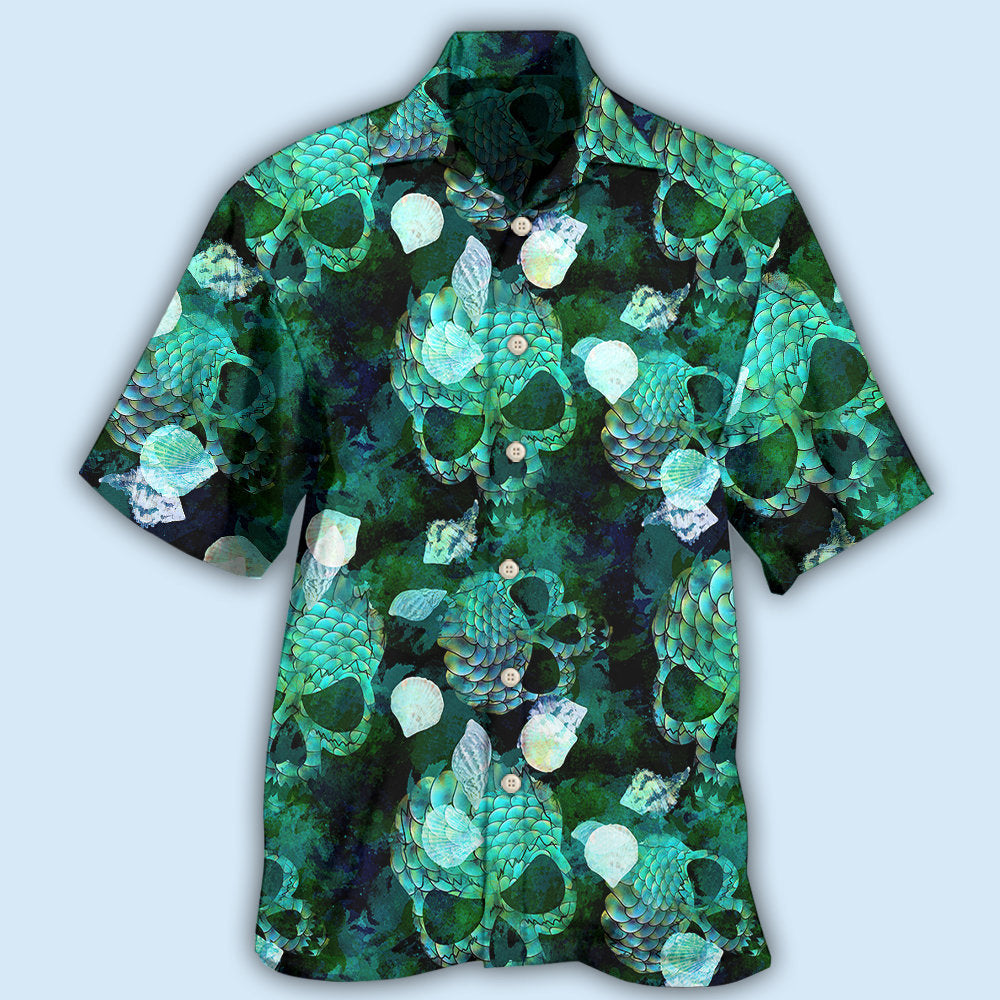 Skull Fish Green Style - Hawaiian Shirt - Reefox