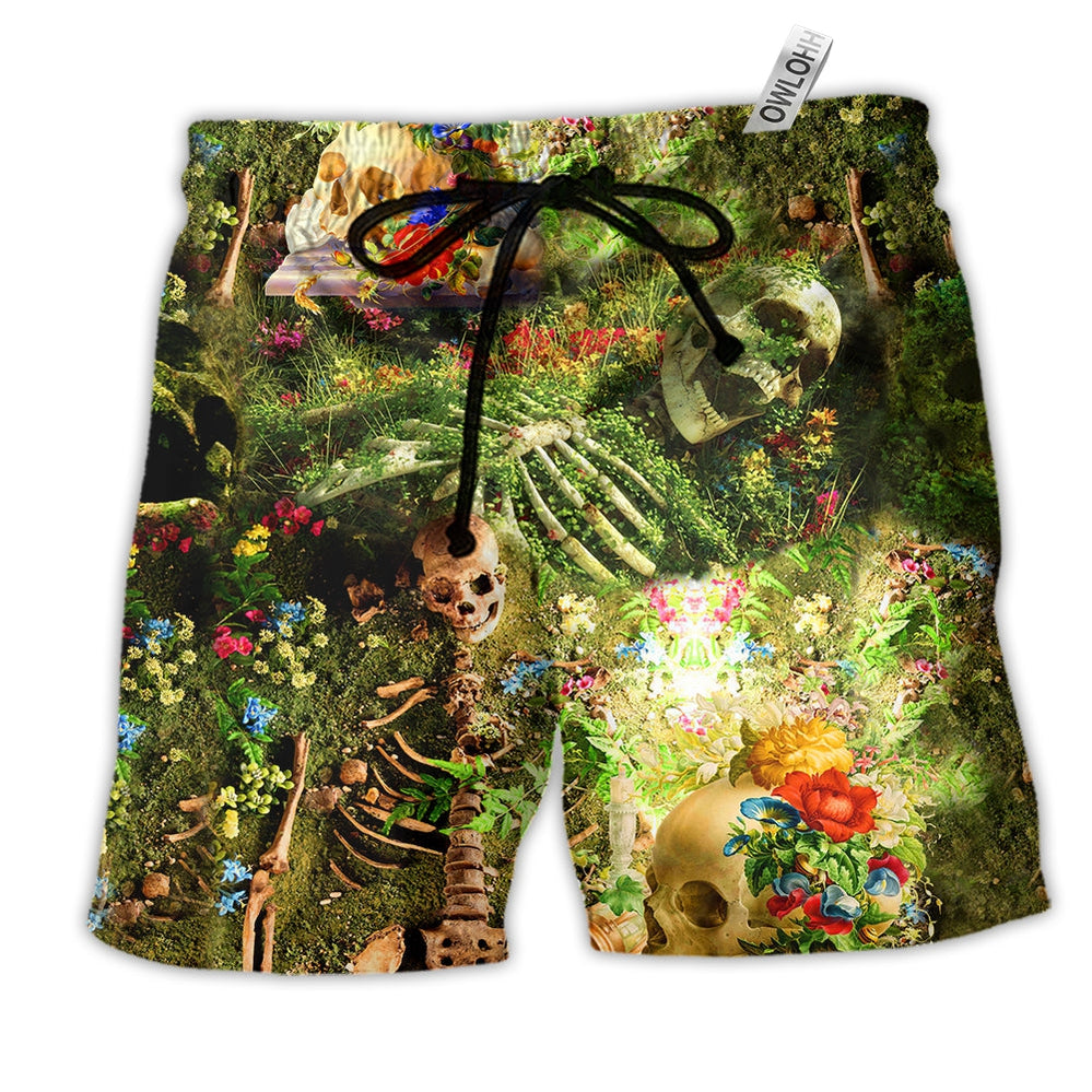 Beach Short / Adults / S Skull Flower Skeleton Forever - Beach Short Reefox - Owls Matrix LTD