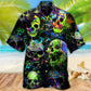 Skull Green Color Splash - Hawaiian Shirt - Reefox
