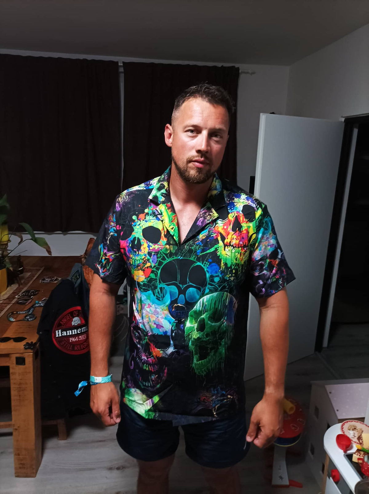 Skull Green Color Splash - Hawaiian Shirt - Reefox