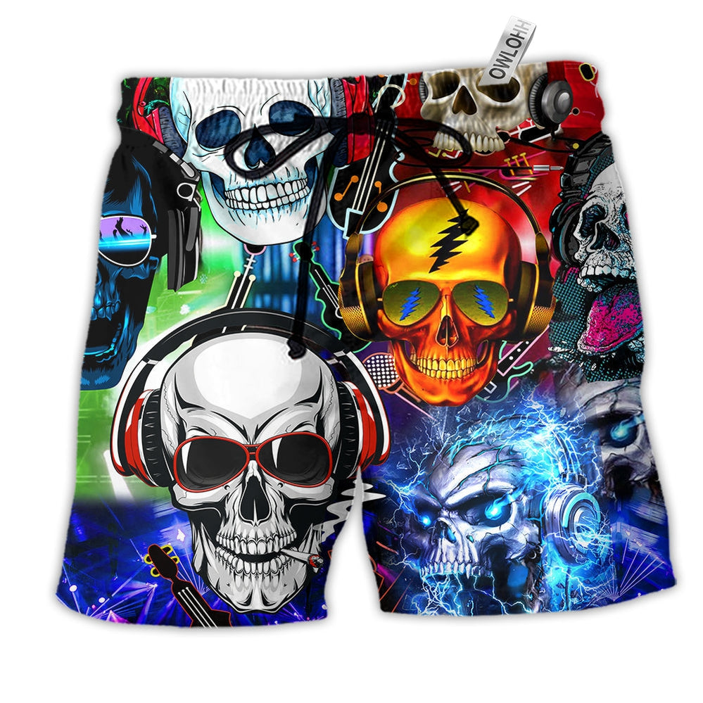 Beach Short / Adults / S Skull Guitar Let's Get High Music - Beach Short Reefox - Owls Matrix LTD