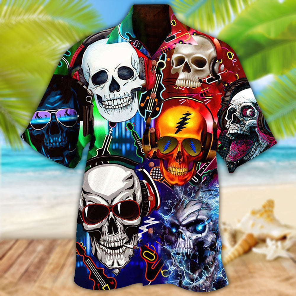 Skull Guitar Lets Get High - Hawaiian Shirt - Reefox