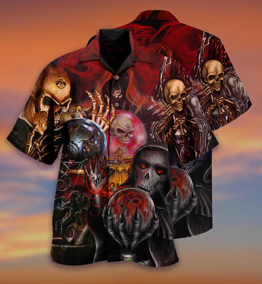 Skull Hello Darkness - Hawaiian Shirt - Reefox