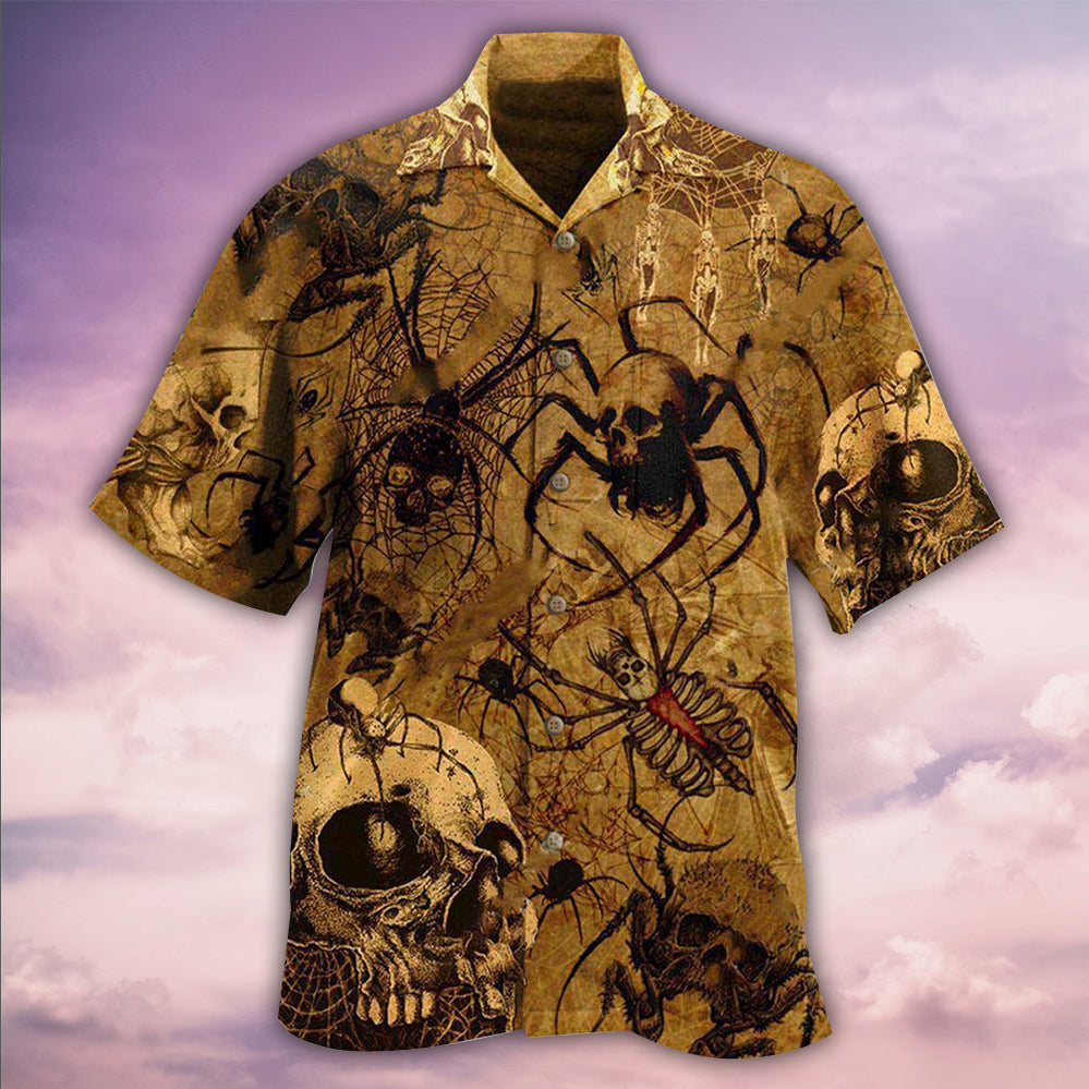 Skull Im Only Here For The Spiders - Hawaiian Shirt - Reefox