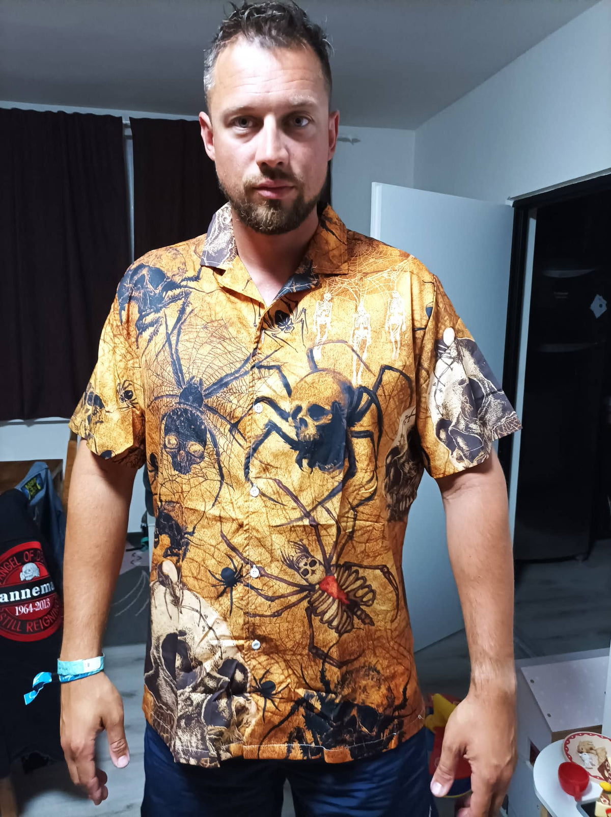 Skull Im Only Here For The Spiders - Hawaiian Shirt - Reefox