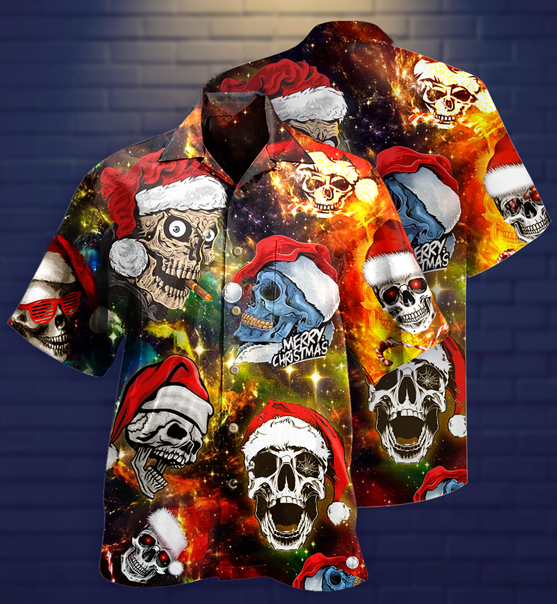 Skull Love Christmas - Hawaiian Shirt - Reefox