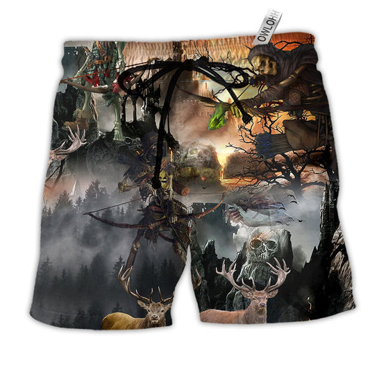 Beach Short / Adults / S Skull Love Hunting In Jungle - Beach Short Reefox - Owls Matrix LTD