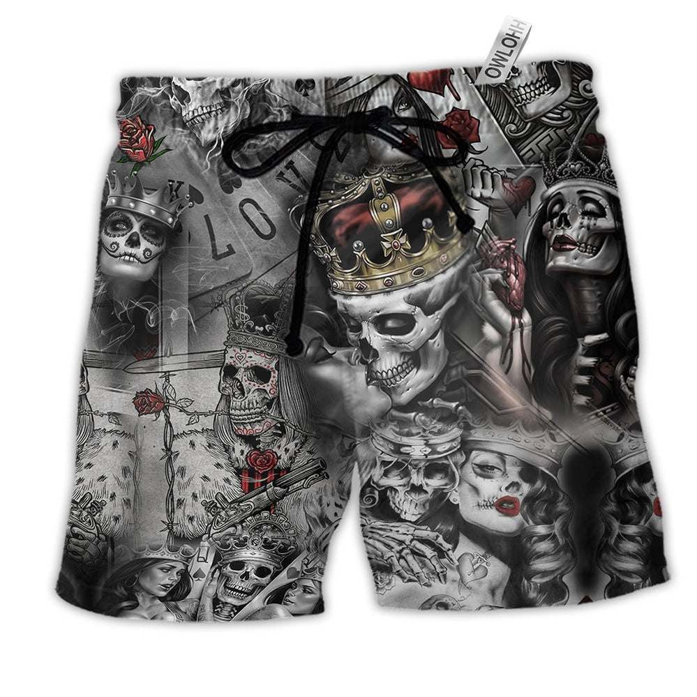 Beach Short / Adults / S Skull Love Is Blind Poker - Beach Short Reefox - Owls Matrix LTD