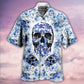 Skull Love Life Blue White - Hawaiian Shirt - Reefox