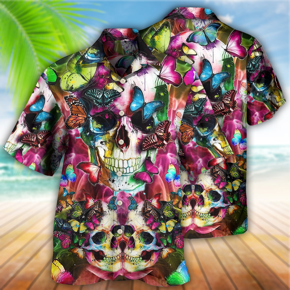 Skull Love Life Cool Floral - Hawaiian Shirt - Reefox