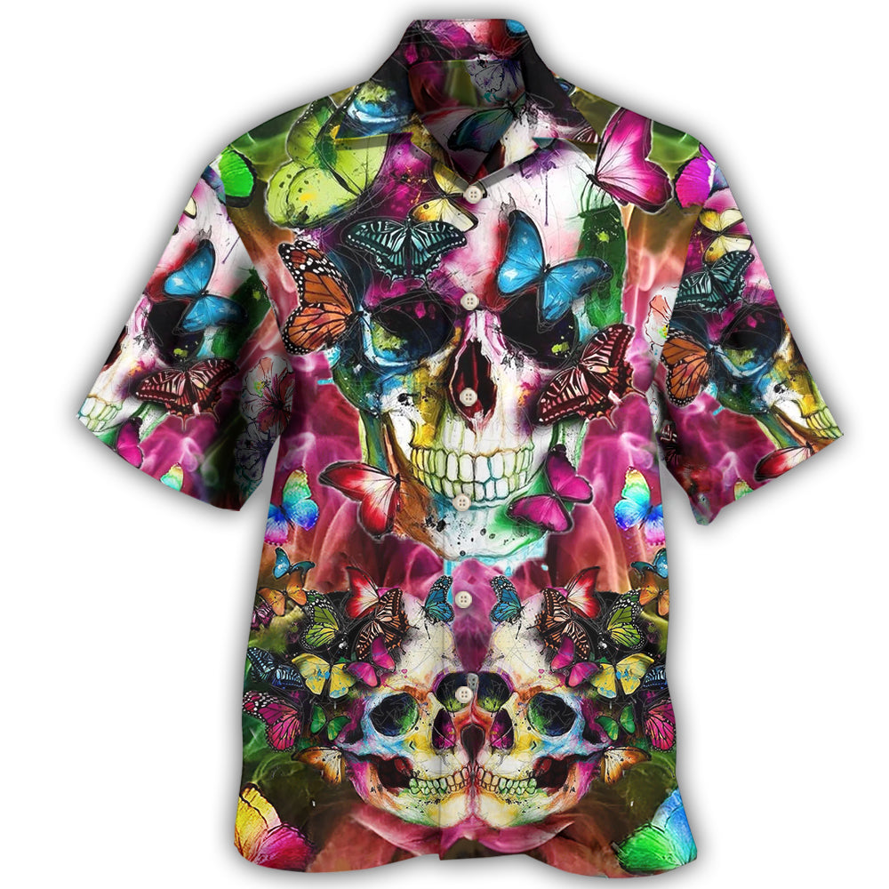 Skull Love Life Cool Floral - Hawaiian Shirt - Reefox