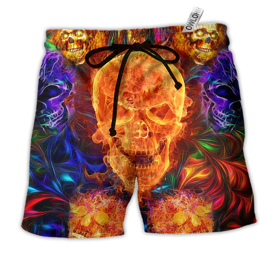 Beach Short / Adults / S Skull Love Life Fire - Beach Short Reefox - Owls Matrix LTD