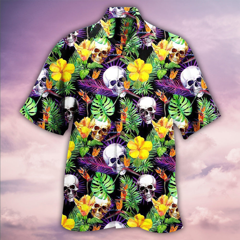 Skull Love Life Happy - Hawaiian Shirt - Reefox