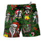 Beach Short / Adults / S Skull Merry Xmas Happy - Beach Short Reefox - Owls Matrix LTD
