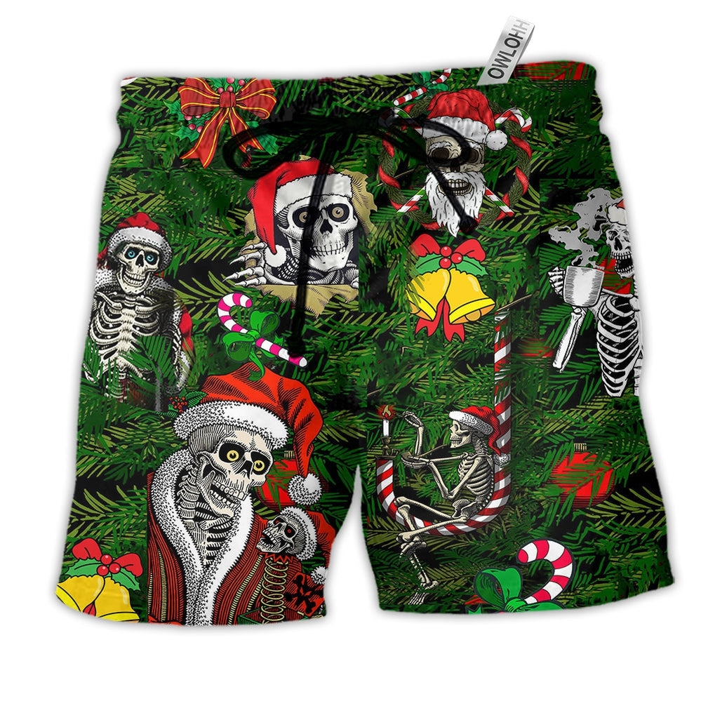 Beach Short / Adults / S Skull Merry Xmas Happy - Beach Short Reefox - Owls Matrix LTD