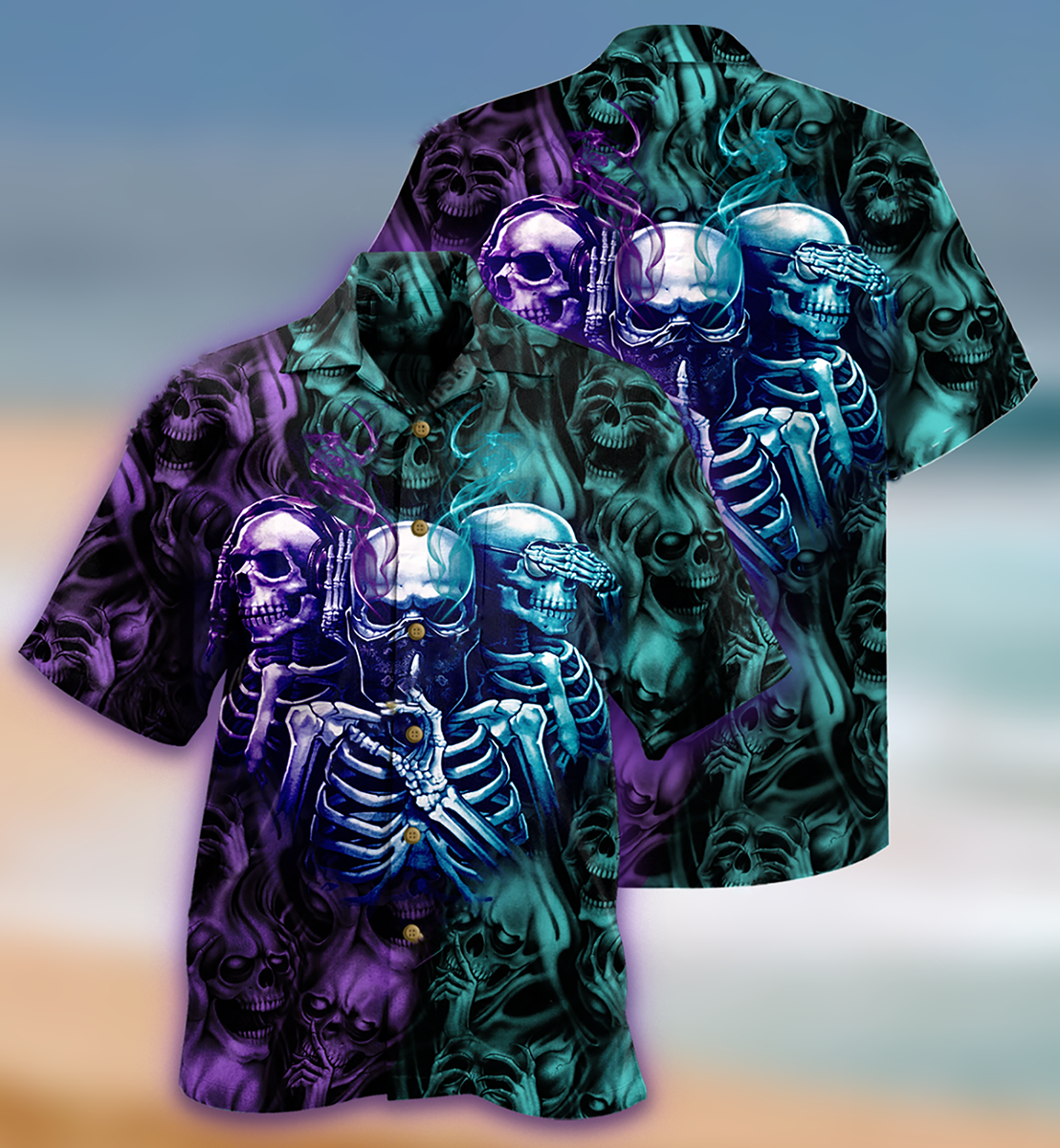 Skull Neither Hear Nor See - Hawaiian Shirt - Reefox