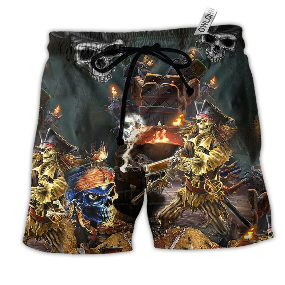 Beach Short / Adults / S Skull Pirates Love Life So Cool - Beach Short Reefox - Owls Matrix LTD