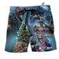 Beach Short / Adults / S Skull Playing Rock Party Music - Beach Short Reefox - Owls Matrix LTD