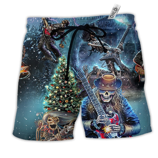 Beach Short / Adults / S Skull Playing Rock Party Music - Beach Short Reefox - Owls Matrix LTD