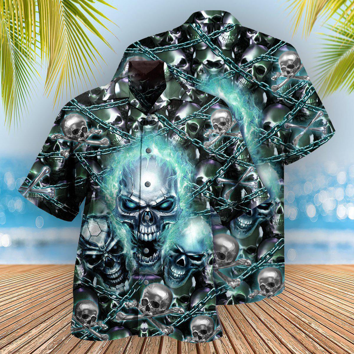 Skull Screaming Blue Style - Hawaiian Shirt - Reefox