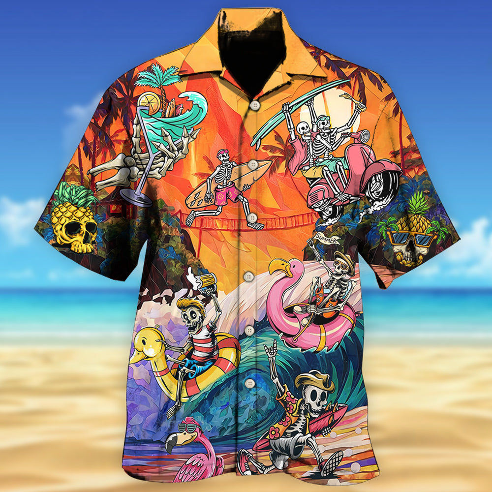 Skull Style On The Colorful Wave - Hawaiian Shirt - Reefox