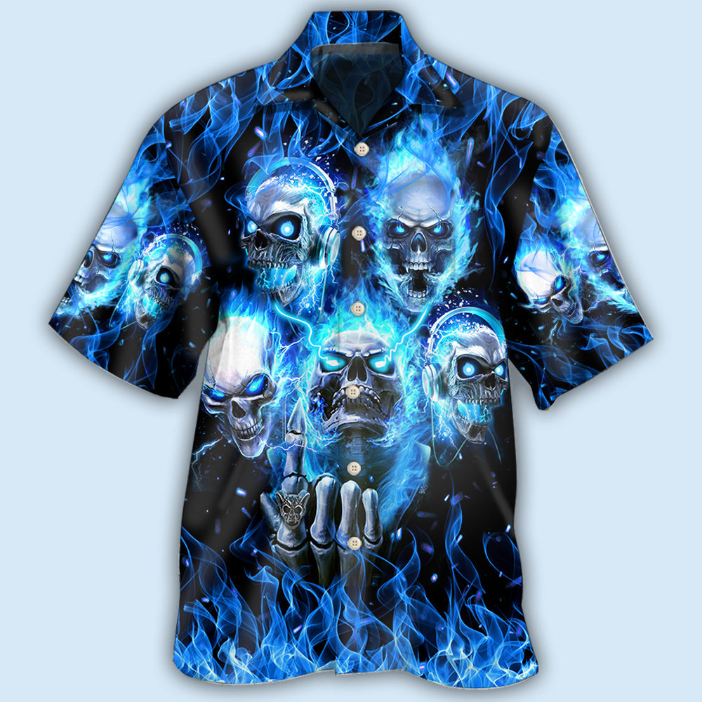 Skull Blue Skull Angry Style - Hawaiian Shirt - Reefox