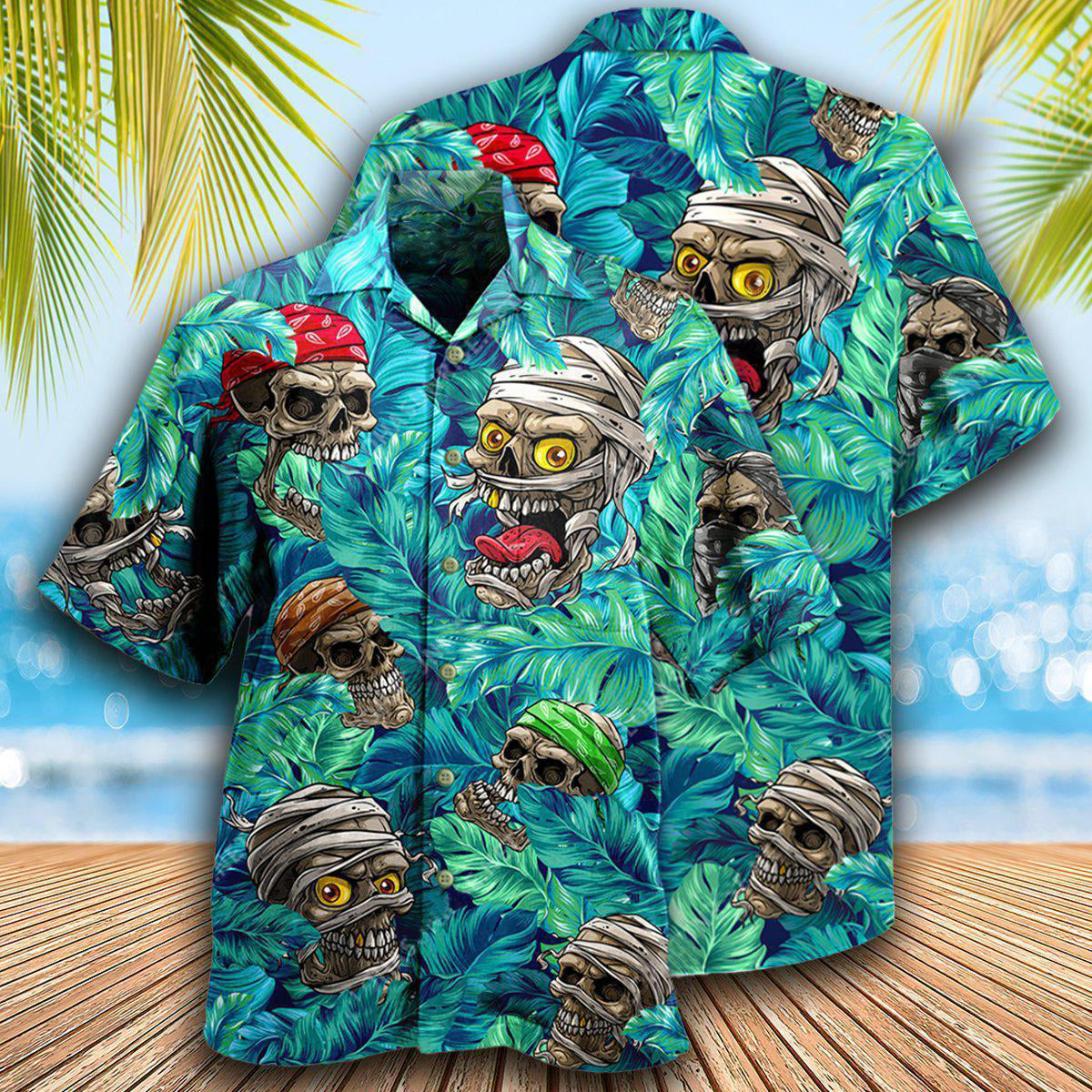 Skull Hide And Seek Tropical Leaf - Hawaiian Shirt - Reefox