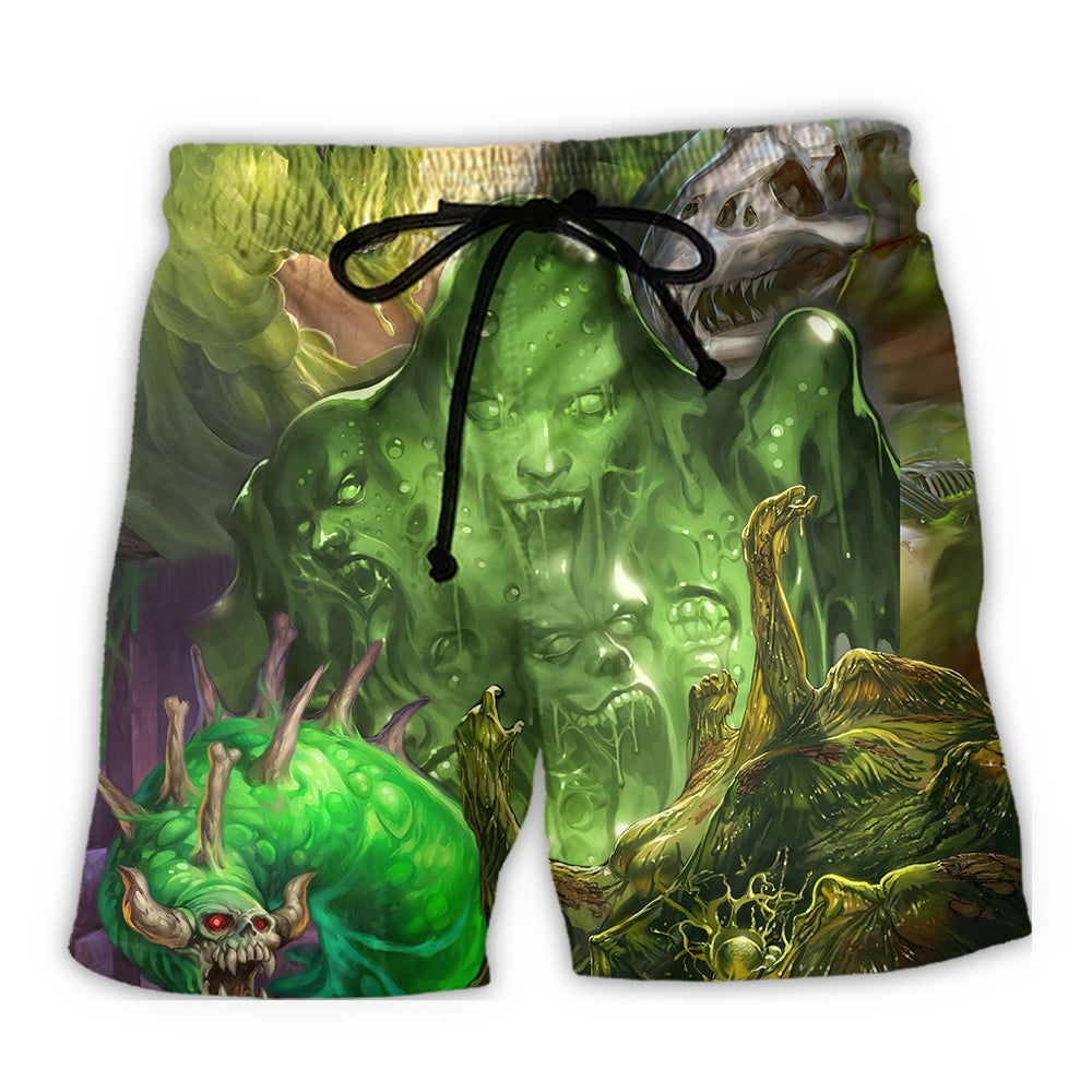 Beach Short / Adults / S Monster Green Slime So Scare - Beach Short Reefox - Owls Matrix LTD