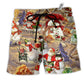 Beach Short / Adults / S Snowman Couple Love Xmas Funny - Beach Short Reefox - Owls Matrix LTD