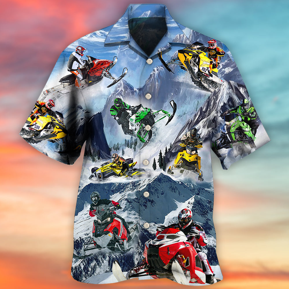 Snowmobile Life Style With Ice Mountain - Hawaiian Shirt - Reefox