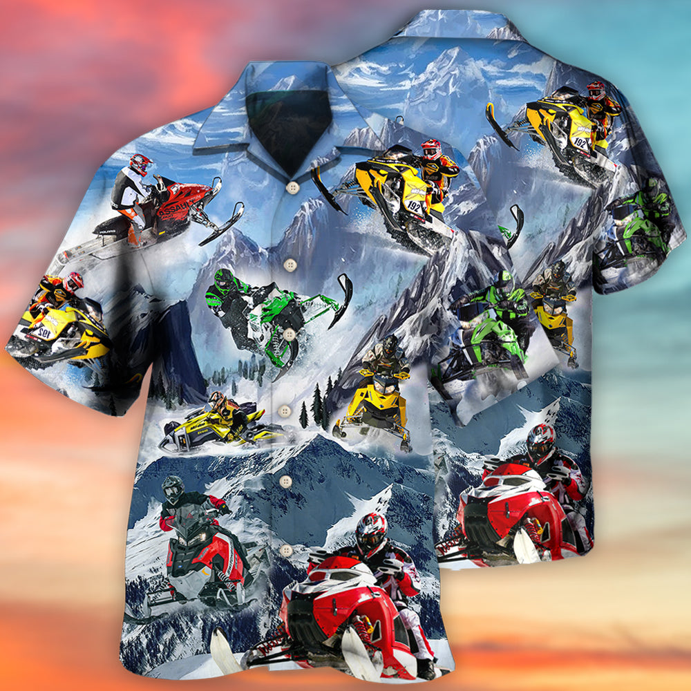 Snowmobile Life Style With Ice Mountain - Hawaiian Shirt - Reefox