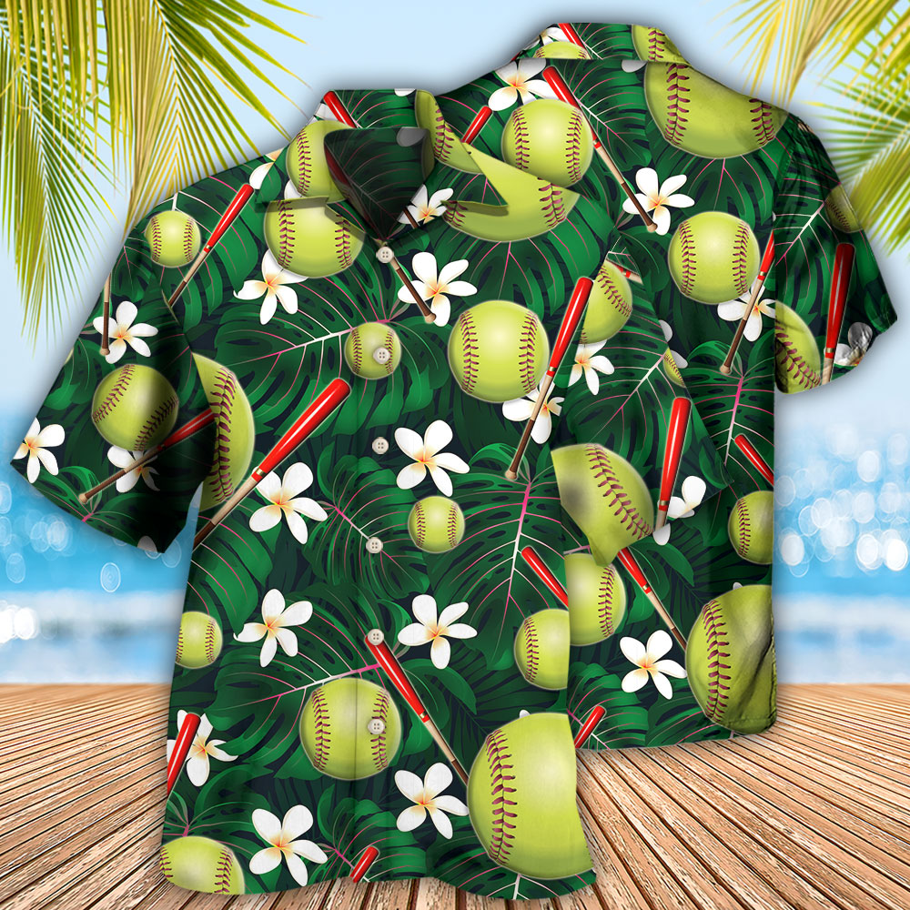 Softball Tropical Floral - Hawaiian Shirt - Reefox