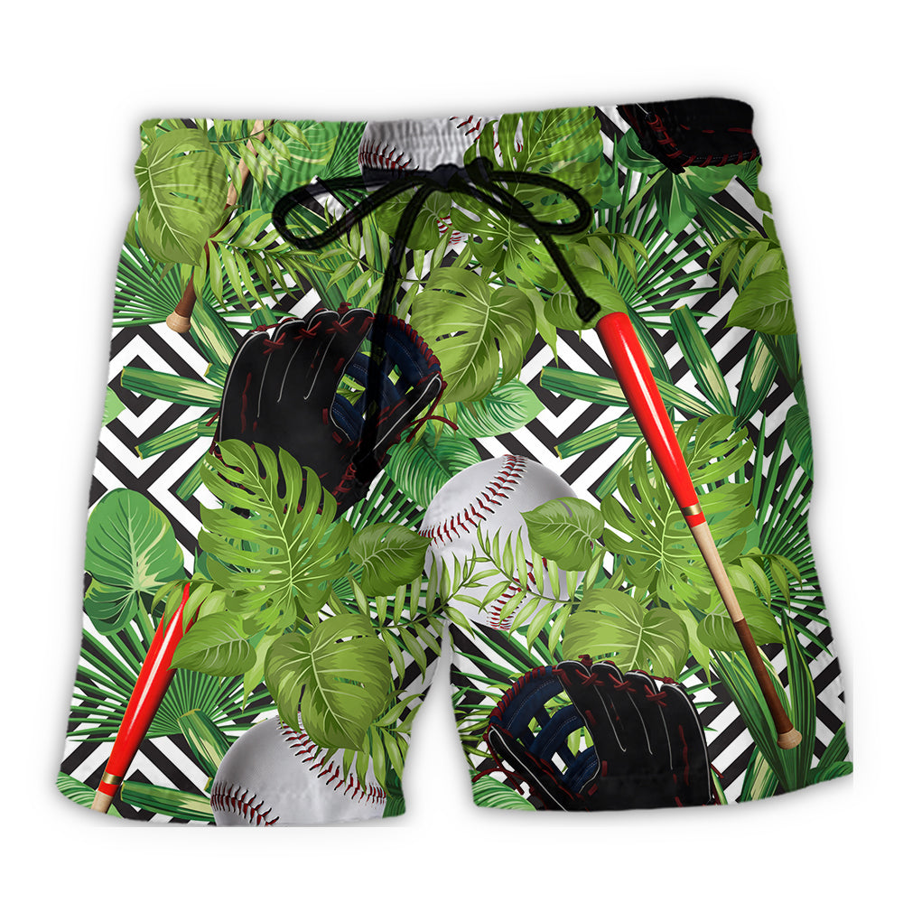 Beach Short / Adults / S Softball Tropical Leaves Cool - Beach Short Reefox - Owls Matrix LTD