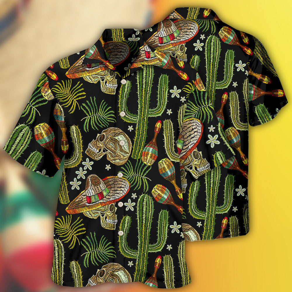 Skull Mexican Skull Black Style - Hawaiian Shirt - Reefox