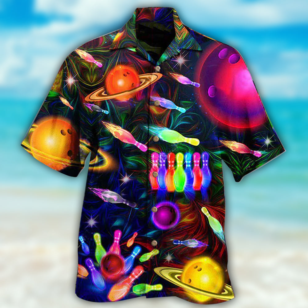 Bowling Neon Space Strike The Universe - Hawaiian Shirt - Reefox