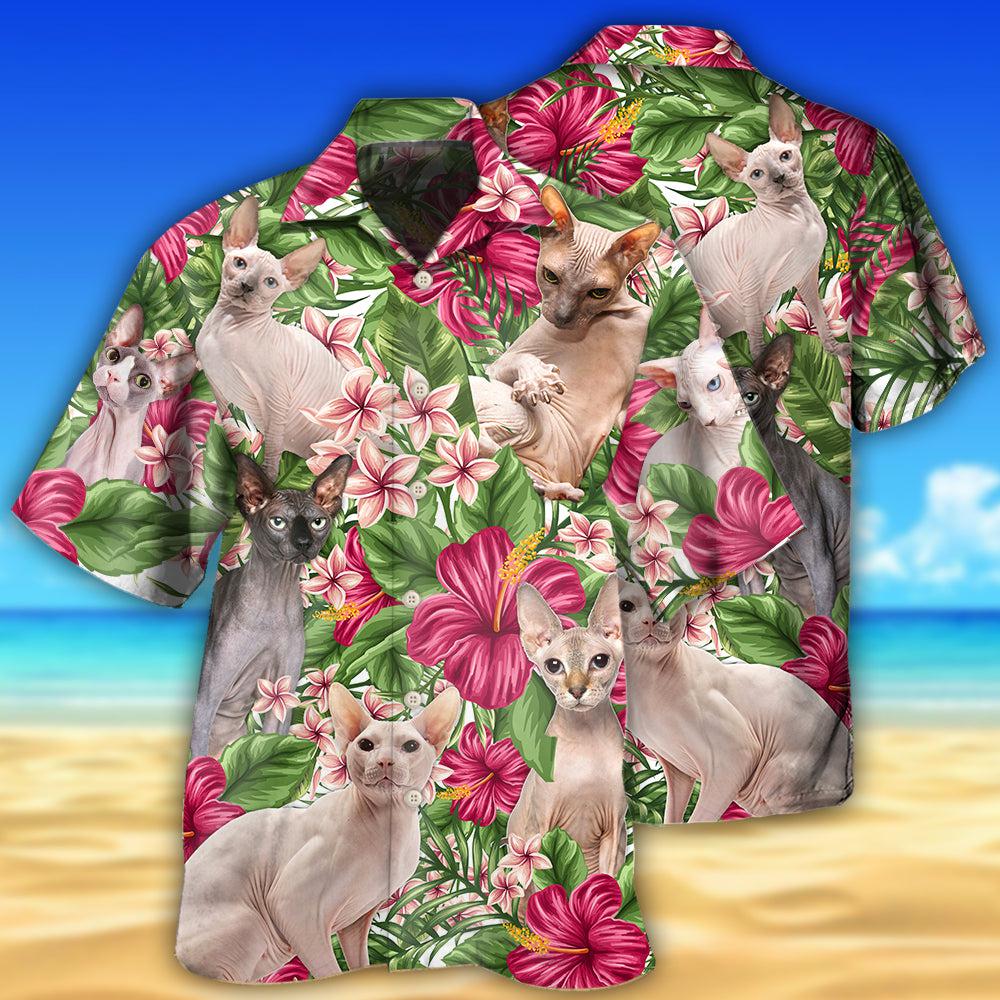 Cat Lovely Sphynx cat Tropical Floral - Hawaiian Shirt - Reefox