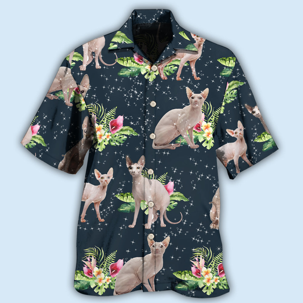 Cat Tropical Floral Sphynx Cat - Hawaiian Shirt - Reefox