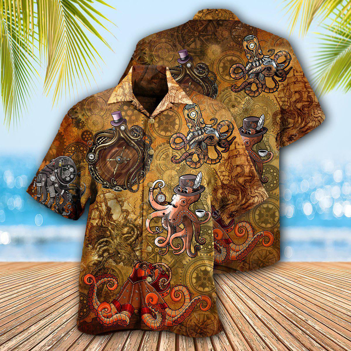 Octopus Steampunk Vintage Style - Hawaiian Shirt - Reefox