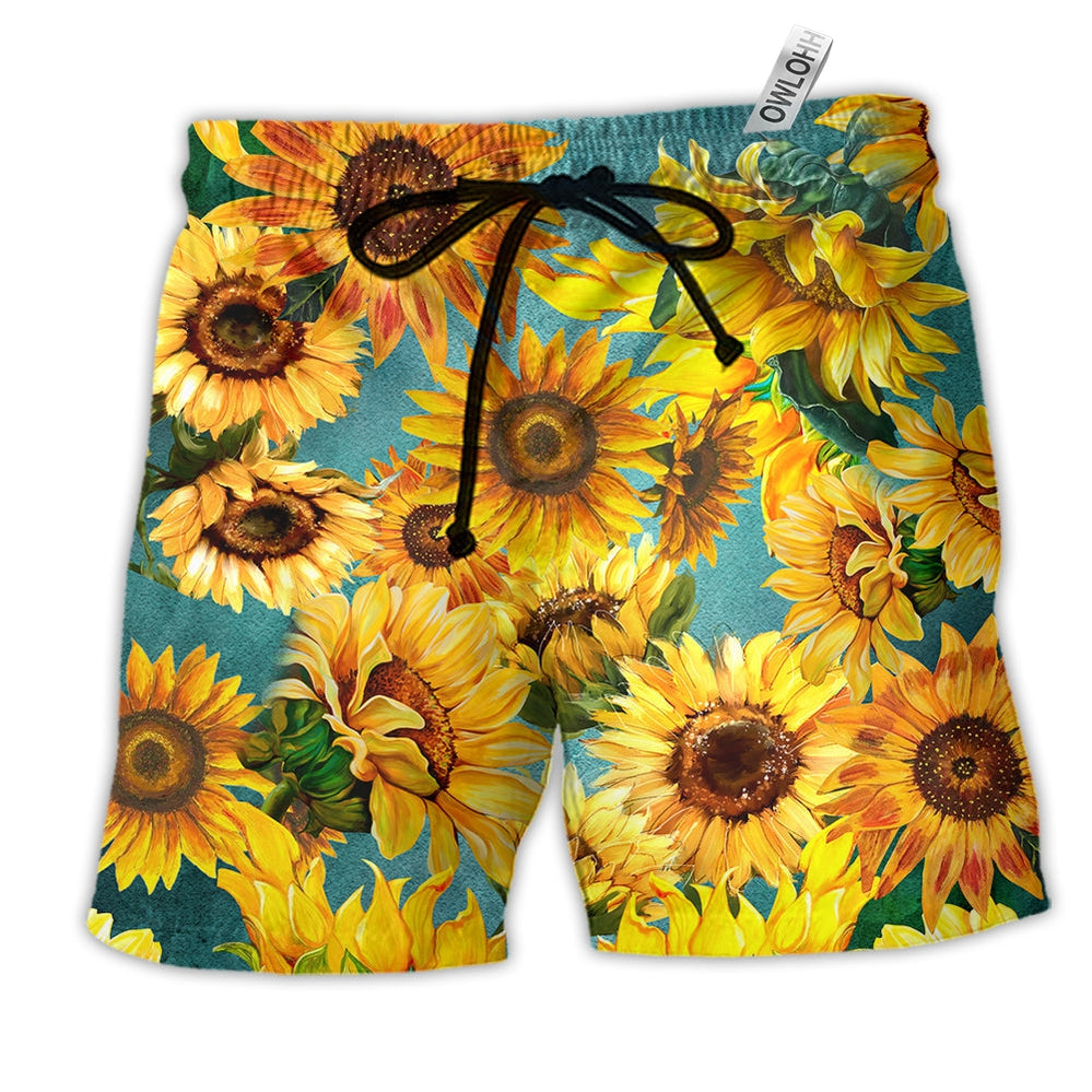 Beach Short / Adults / S Sunflower Is Peace Life Yellow Color - Beach Short Reefox - Owls Matrix LTD