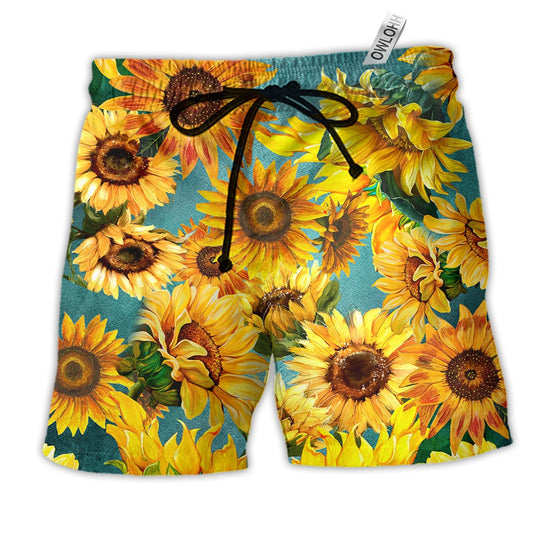 Beach Short / Adults / S Sunflower Is Peace Life Yellow Color - Beach Short Reefox - Owls Matrix LTD