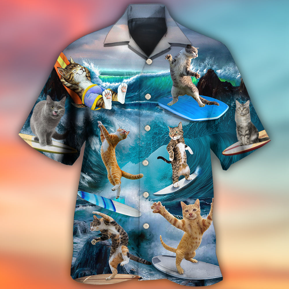 Surfing Cute Cats Style - Hawaiian Shirt - Reefox