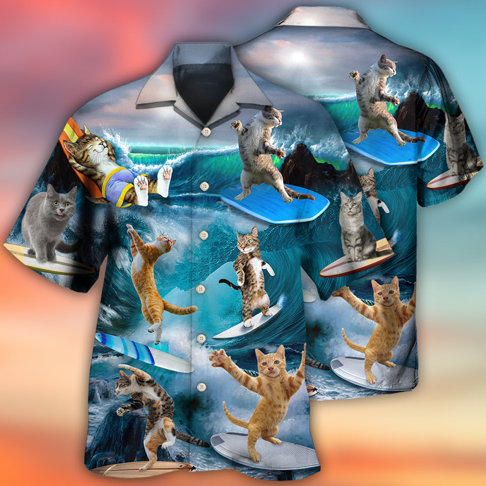Surfing Cute Cats Style - Hawaiian Shirt - Reefox